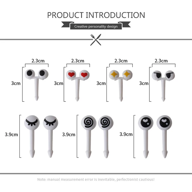 10Db/Set Mini Nyárs Aranyos Rajzfilm Szemek Kawaii Ebéd Bento Box Ételek Gyümölcsök Pálcák Svédasztalos Szendvics Dekoráció Villa - Image 6