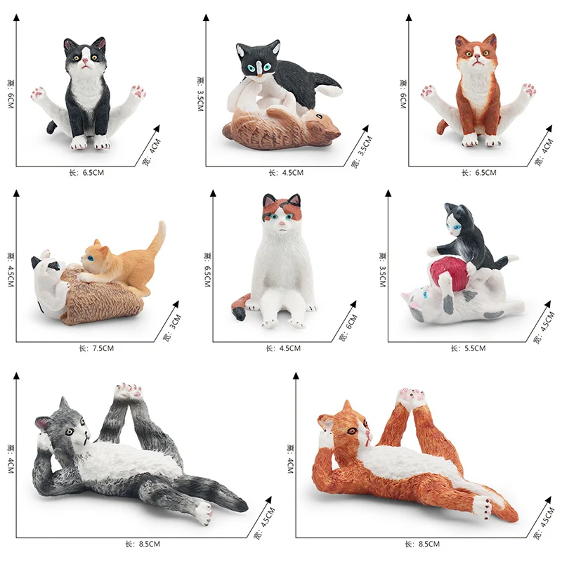 Simulation Cute Cat Pet Model Action Figures Mini Sitting Yellow Cat Figurines Miniacture Education Cake Ornament Toys Kids Gift images - 6