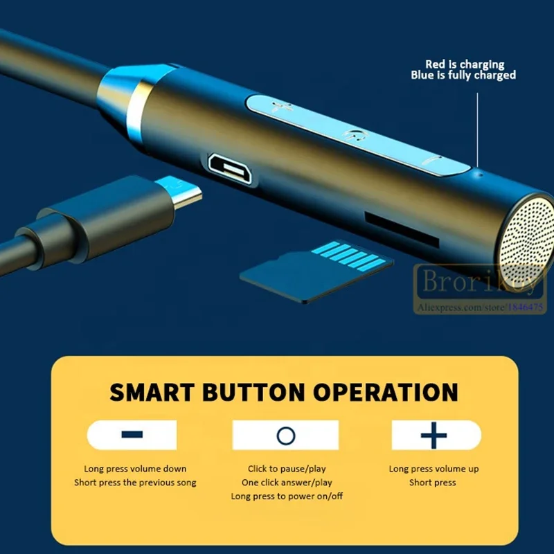 YD08 블루투스 무선 헤드폰, 마그네틱 스포츠 넥밴드, 목에 거는 TWS 이어버드, 무선 블루투스 헤드셋, 마이크 포함