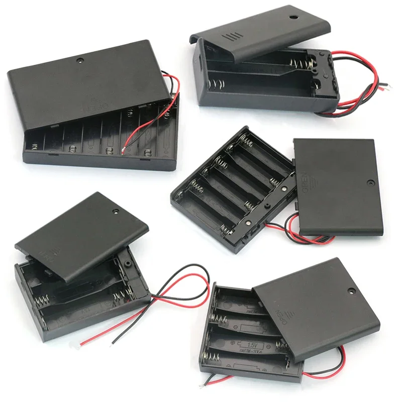 1PCS Battery Storage Box 2 3 4 6 8 Slot Way DIY Batteries Clip Holder Container With Wire Lead