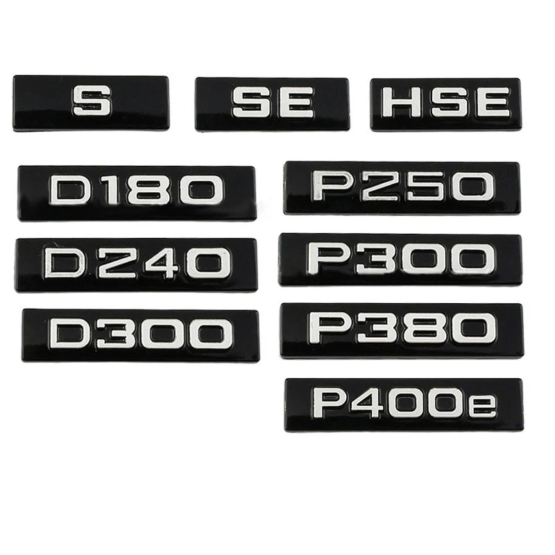

Car Metal Emblem P250 P300 SE P380 P400e HSE D180 D240 D300 S Trunk Badge Sticker for Land Rover Discovery Range Rover Defender