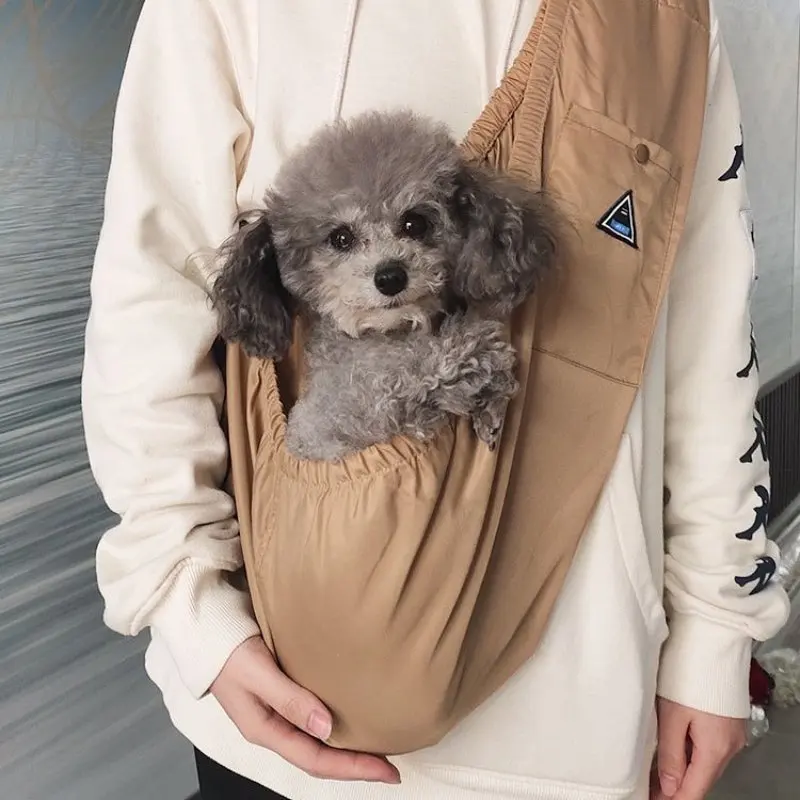 

Pet Sling Carrier Bag Small Dog Puppy Cat Carrying Doggie Backpack Khaki Cat Bag for Hiking Camping