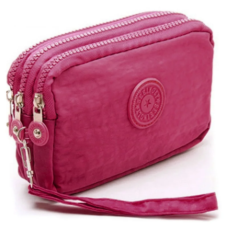 Women lady 3 Zipper Canvas Handbag Card Holder Phone Bag Coin Purse Wallet
