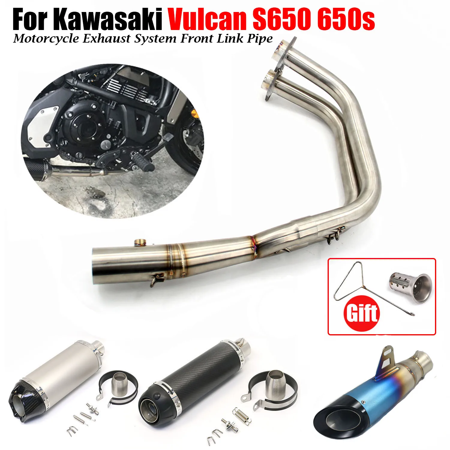 Motorcycle Exhaust Modified Front Pipe Db Killer Laser Silencer For Kawasaki  Vulcan S650 650s 650 S Vn650 En650 Pit Bike Elbow - Exhaust & Exhaust  Systems(motorcycle) - AliExpress
