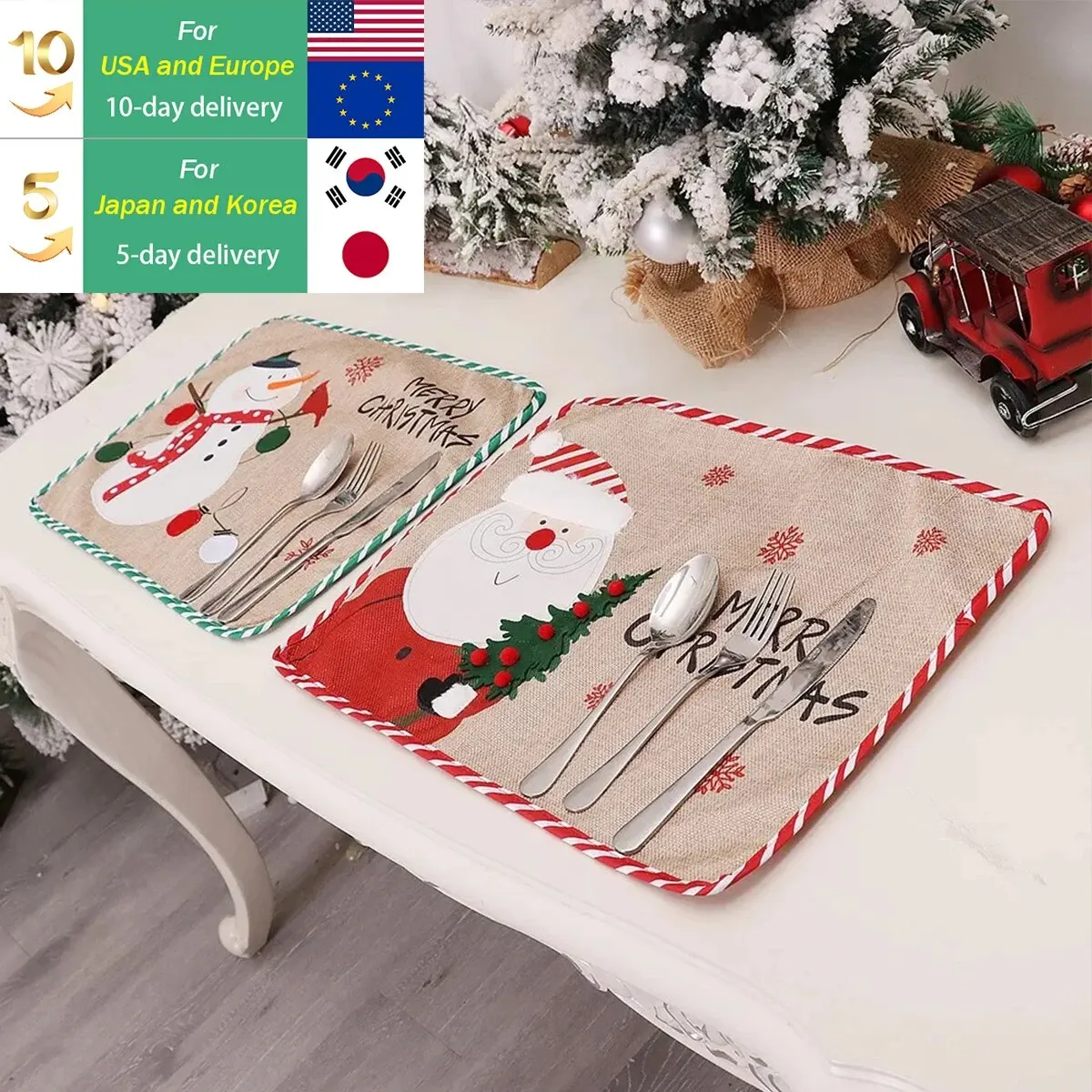 ElderlySnowmanCreativeEmbroideredPlacematCartoonDollThermalMat