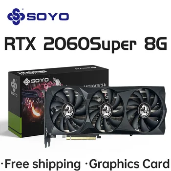 SOYO NVIDIA GeForce 그래픽 카드, 데스크탑 PC 컴퓨터 부품용 게이밍 비디오 카드, RTX2060 슈퍼 8G GDDR6, PCIE3.0 x 16
