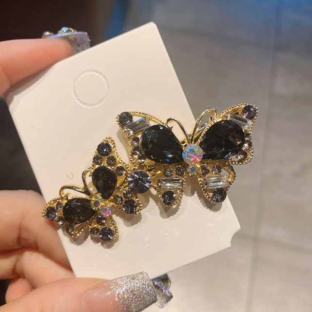 Crystal Butterfly Hair Clip Large Top Clip Flower Spring Clip Cute Women's Duckbill Clip Headdress Hair Accessories