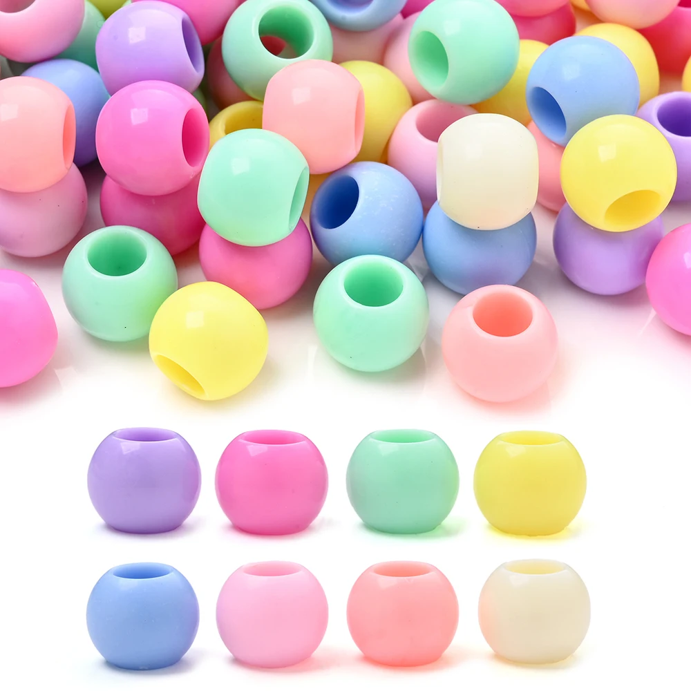 50 Stück Acryl-Perlen mit großem Loch, gemischte Farben, mit losen Distanzperlen für Schmuckherstellung, DIY-Armband, Halskette, Schlüsselanhänger, Zubehör – Detail 6