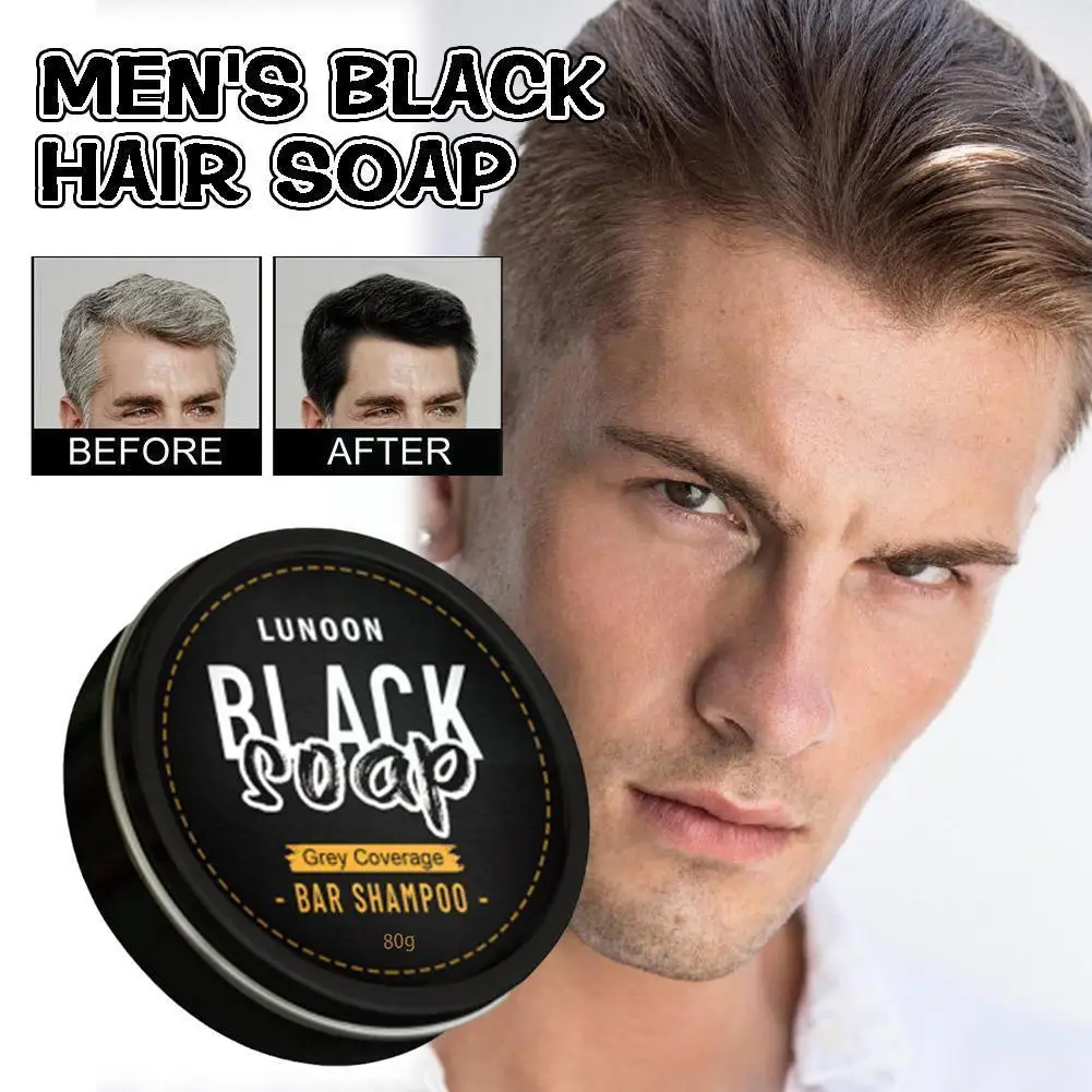

80g Men Hair Darkening Soap Shampoo Bar Hair Cleaning Shampoo Soap Shampoo Roots Hair Nourish Natural Solid Strengthen Hair C2W8