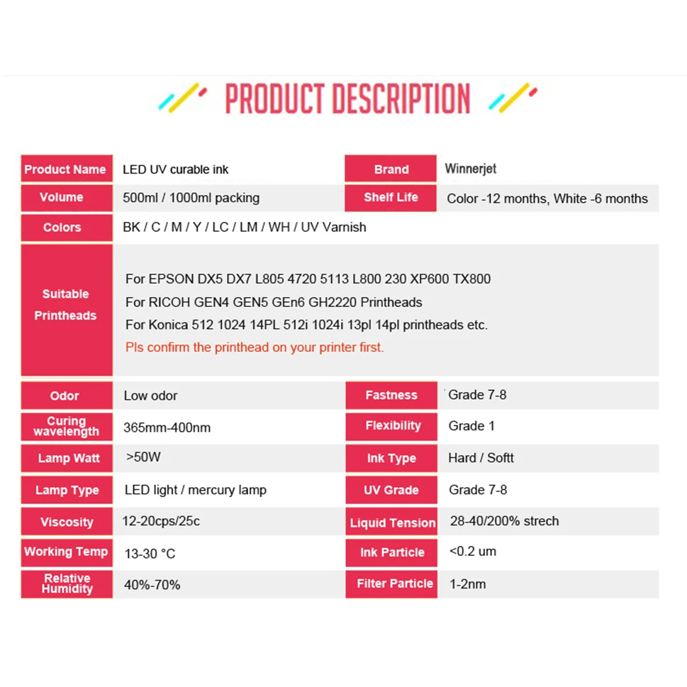 DX4 DX5 DX6 DX7 DX10 Printhead 500ml UV Invisible Curing Ink LED UV Ink For Epson 1390 R1800 R1900 TX800 4800 4880 7880 9880