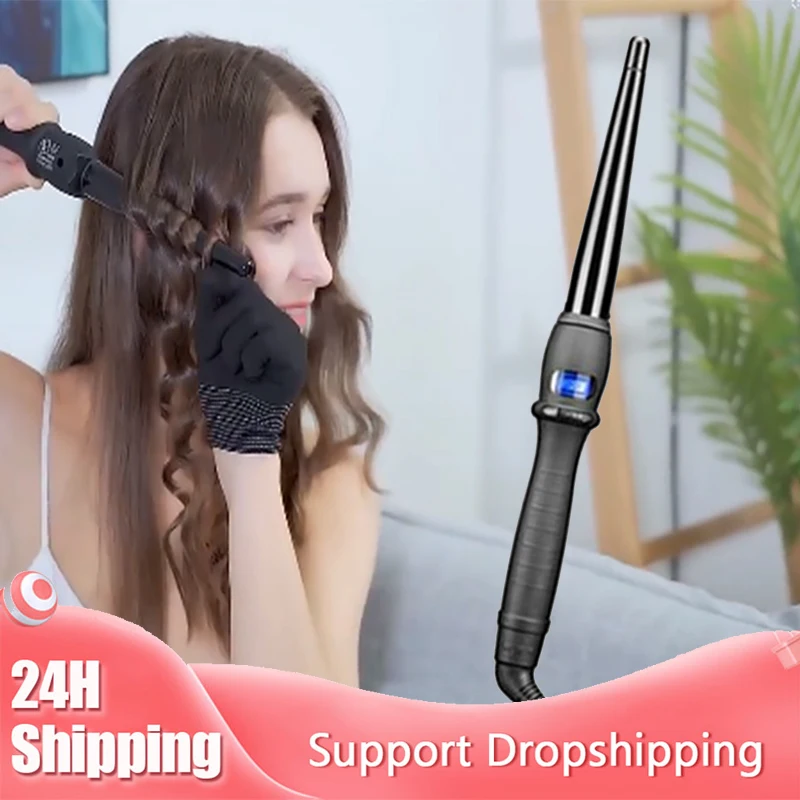 Liquid Crystal Single Rod Conical Curling Rod Electric Curling Iron