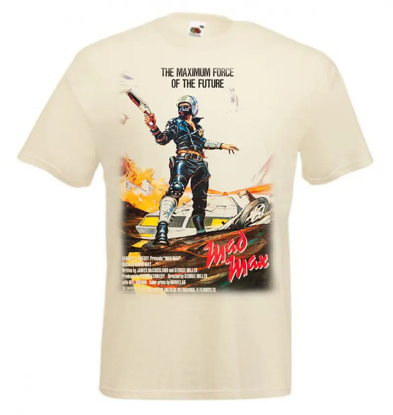 Mad Max 1 Movie Poster T Shirt Natural Tutte Le Taglie