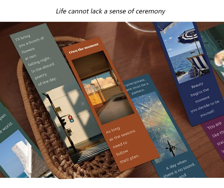 30 stücke Landschaft Lesezeichen ästhetische Phrase Auszug Lese seiten Bücher Etikettierung Studenten kreative Geschenke Seite Etikettierung Lesezeichen – Detail 1
