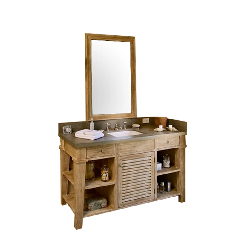

American Bathroom Cabinet Solid Wood Shutter Door Floor Nordic Washstand Wash Basin Noodle Pool Washbasin