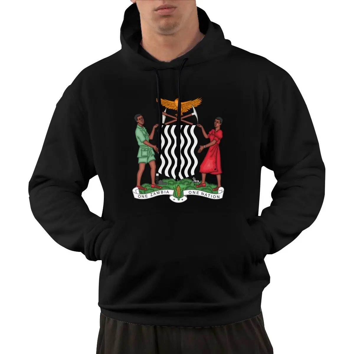

95% Cotton Emblem Of Zambia Country Flag Warm Winter Pullover Hoodie Men Women Unisex Hip Hop Style Sweatshirt