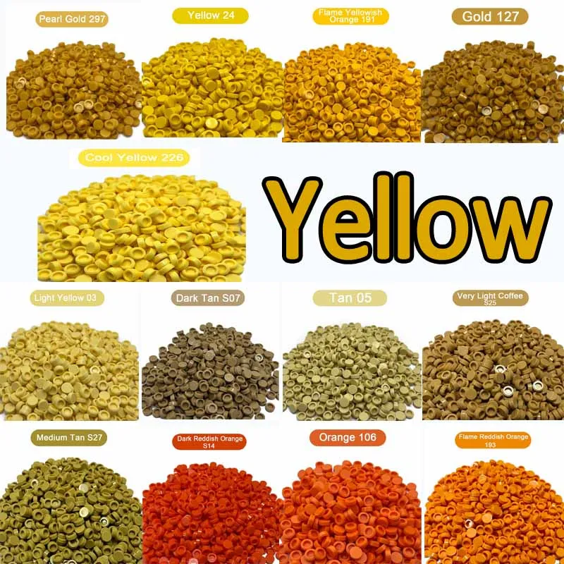 

300PCS Yellow Color Round Tile 1x1 98138 Building Block Part Brick For Kid Pixel Art Remix Painting Gift Children DIY Toy