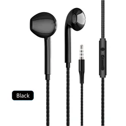 3.5mm Wired In - Ear Headphones with Mic and Bass Stereo Earbuds - Sports In - line Control (Black)