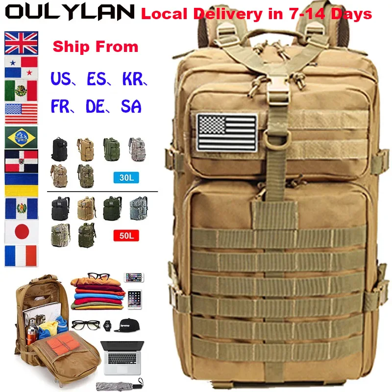 

Oulylan 30L/50L Outdoor Rucksacks Tactical Camping Bags 900D Nylon Tactical Backpack Waterproof Trekking Hunting Bag