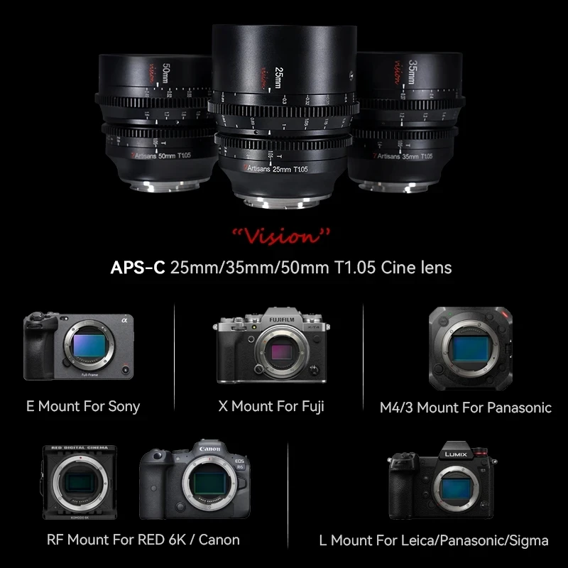 7artisans 7 artisans 25/35/50mm T1.05 APS-C 시네 비전 렌즈 (후지필름,  E, M4/3, 블랙매직 BMPCC 4K, Z CAM E2, 캐논 RF용) ?