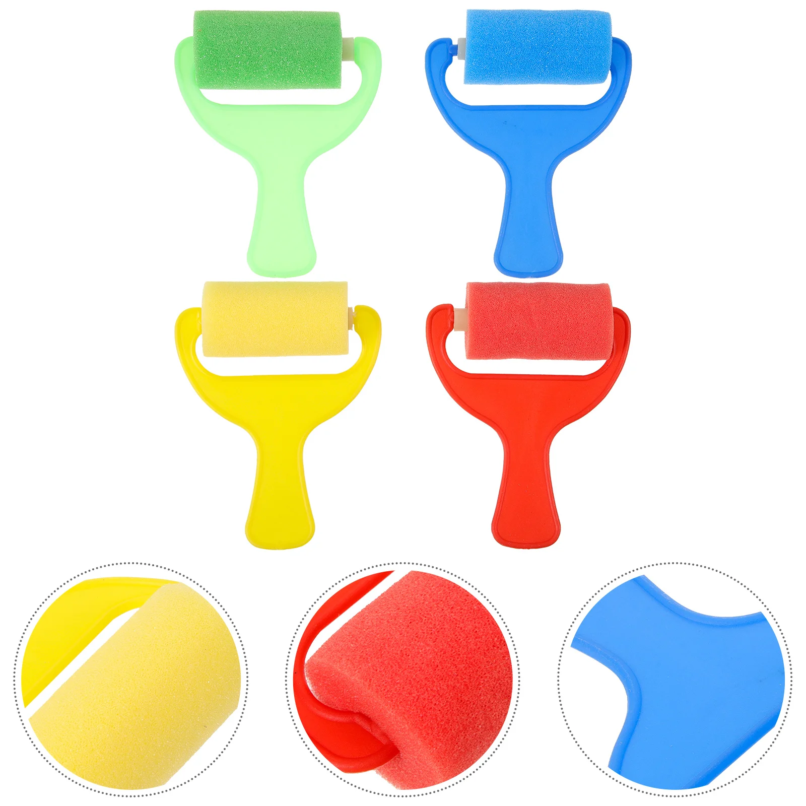 

4 Pcs Kids Drawing Supplies Paint Rollers Painting Tools Sponge Brushes Graffiti