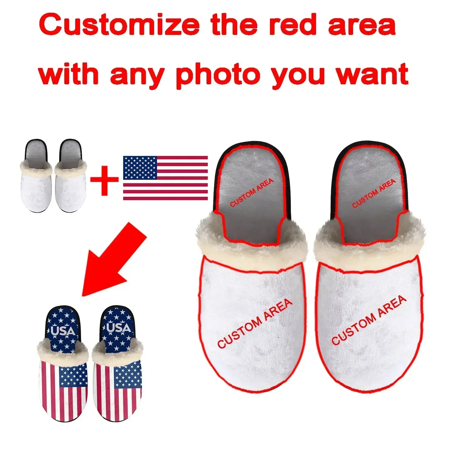 Custom Shoes Custom Slippers Mens Womens Home Cotton Plush Bedroom Casual Keep Warm Customized Thermal Lightweight Slipper DIY