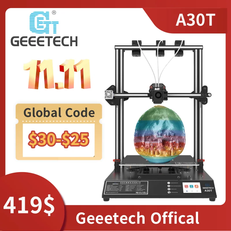 Geeetech impresora 3d A30T, 3 en autonivelante, mezcla de colores, área de impresión de 320x320x420mm con Fetector de filamentos FDM|Impresoras - AliExpress