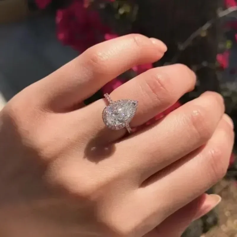 Wedding Rings Womens Ring Jewelry Rings Ring Jewelry Cubic Zircon Ring Water Droplet Shaped Zirconia Proposal Ring Lady Wedding Party Accessories Temperament Jewelry for Engagement Ceremony