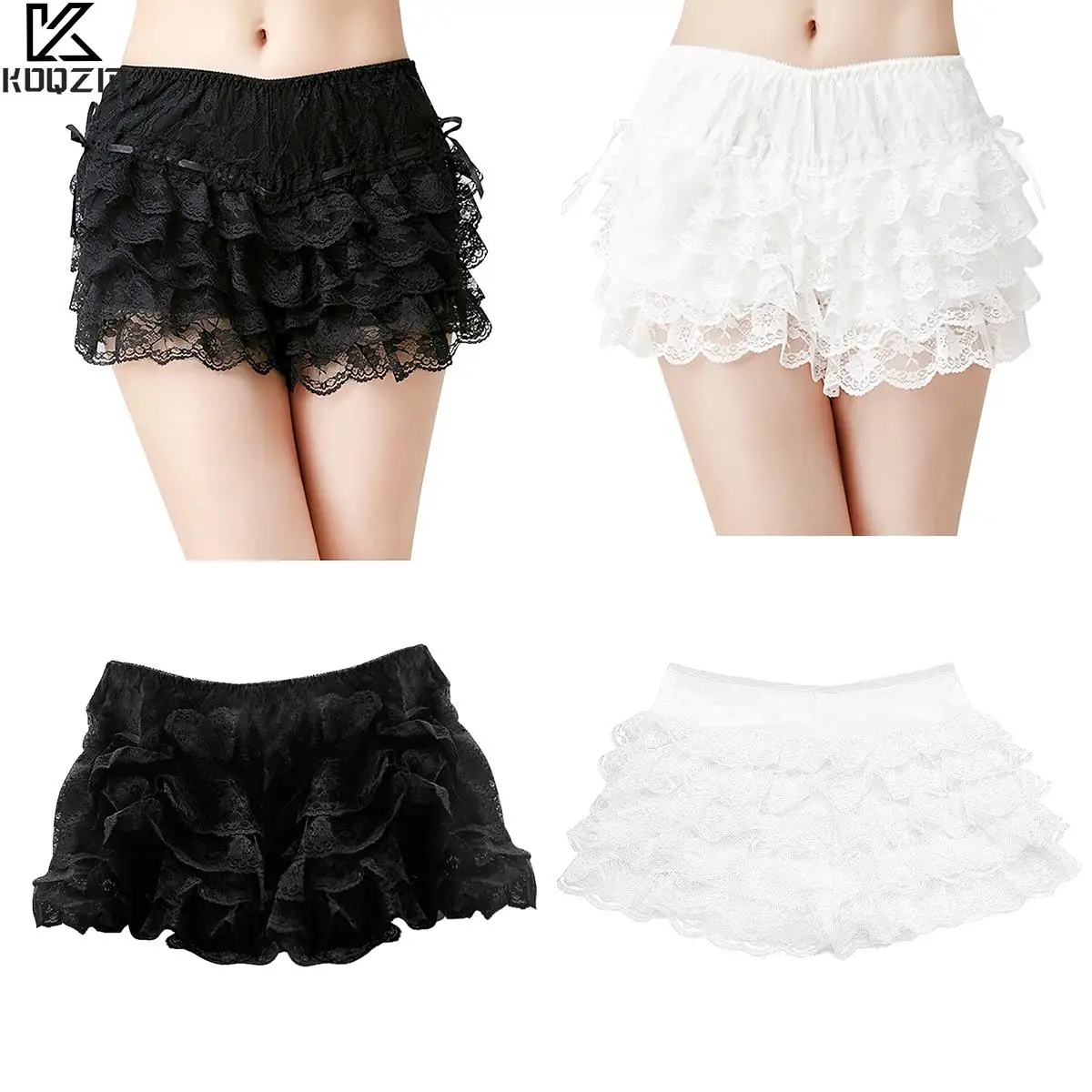 Vrouwen Elastische Taille Kant Veiligheid Korte Broek Lolita Casual Boog Veiligheid Shorts