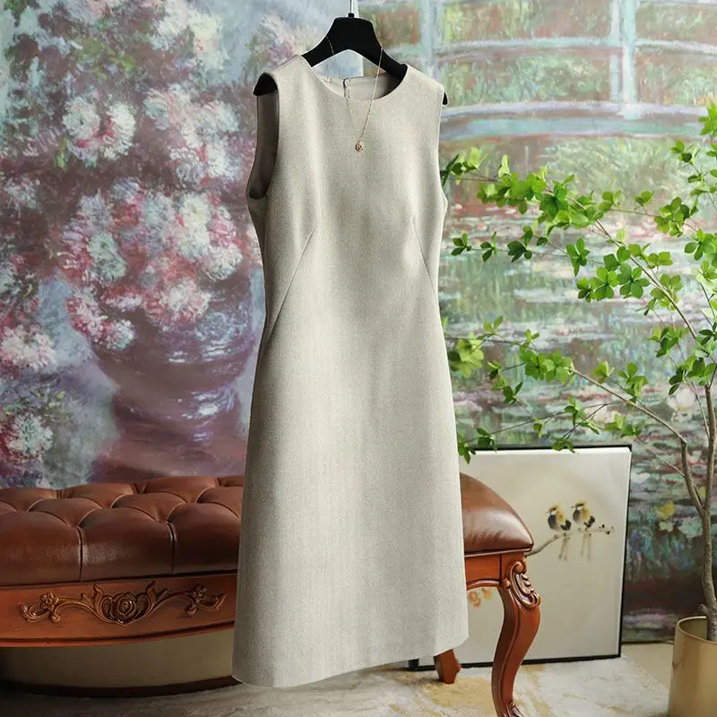 

Sleeveless Dress Round Neck Vest Skirt Women 2023 New Dress Office Lady