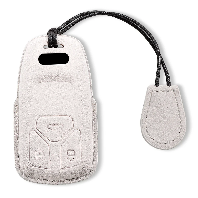 Premium Leather Suede Car Key Case Cover with Keychain Accessories