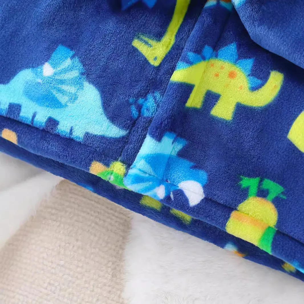 Children's Clothes 2pcs Autumn Baby Boy's Home Clothes Hooded Flannel Cartoon Pajamas