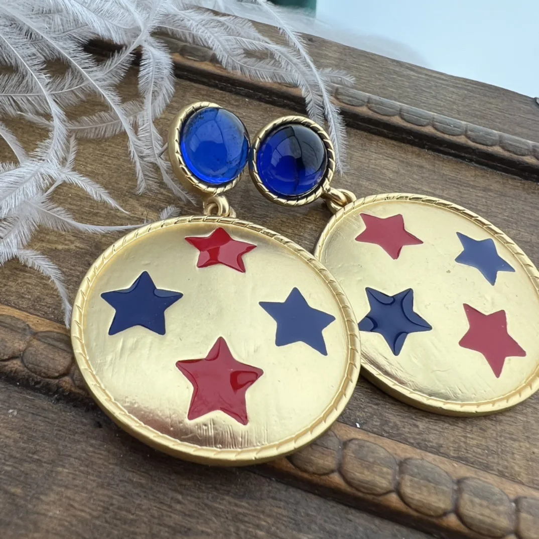 

Medieval vintage handmade enamel earrings