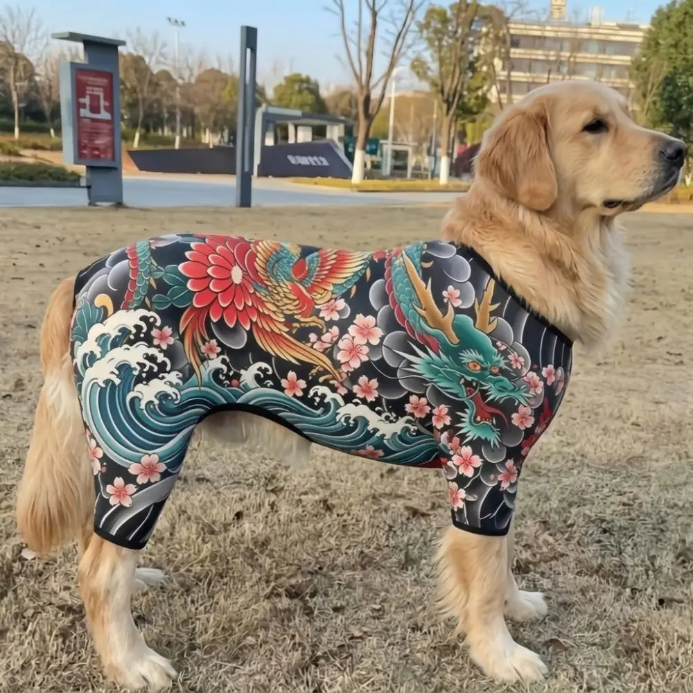 재미있는 사실적인 개 고양이 타투 조끼 멋진 사계절 애완동물 타투 재킷 몸에 꼭 맞는 통기성 애완동물 옷 S7XL 사이즈