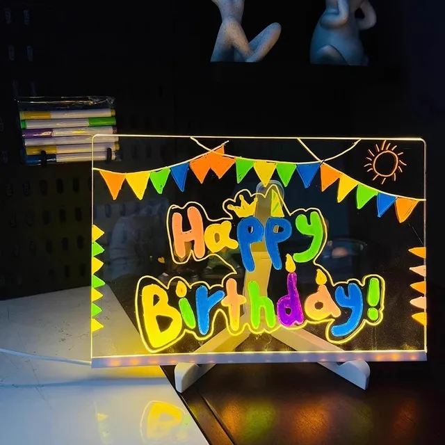 Glow Drawing Board Kids DIY Reusable Educational Toy Light Up Doodle Pad Children Schedule Recording Creative Gift Message Board 2