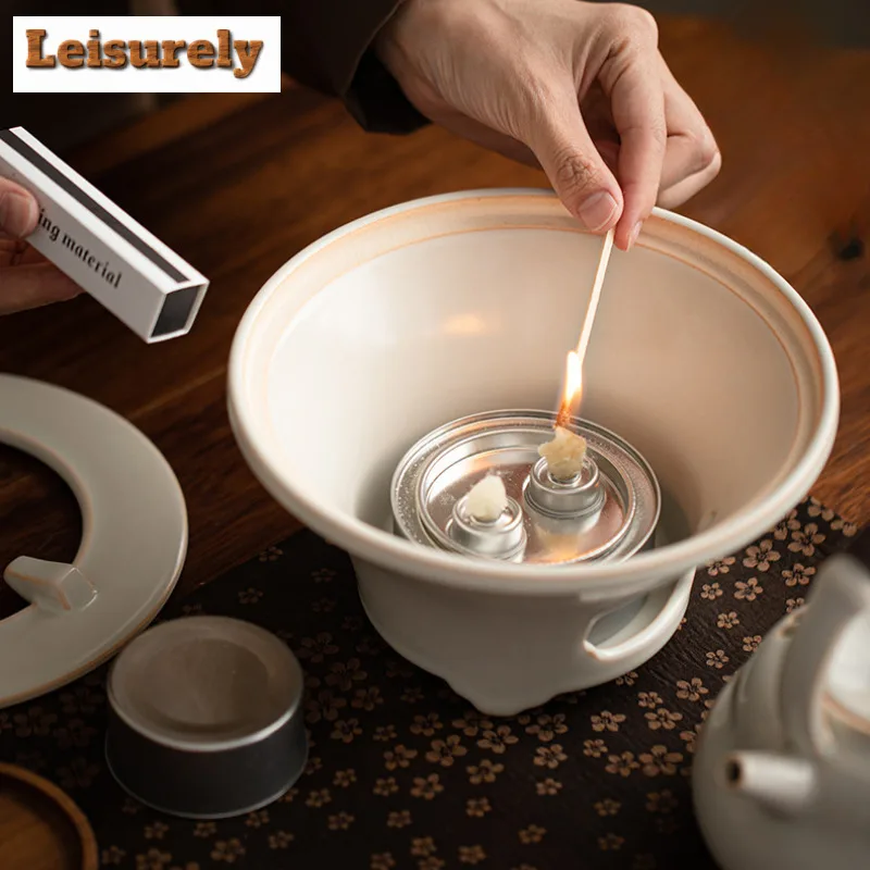 Soda Glazed Lifting Handle Pot Tea Warmer Holder Candle Heater Stove Household Kettle Stand Boiling Water Carbon Furnace Teaware