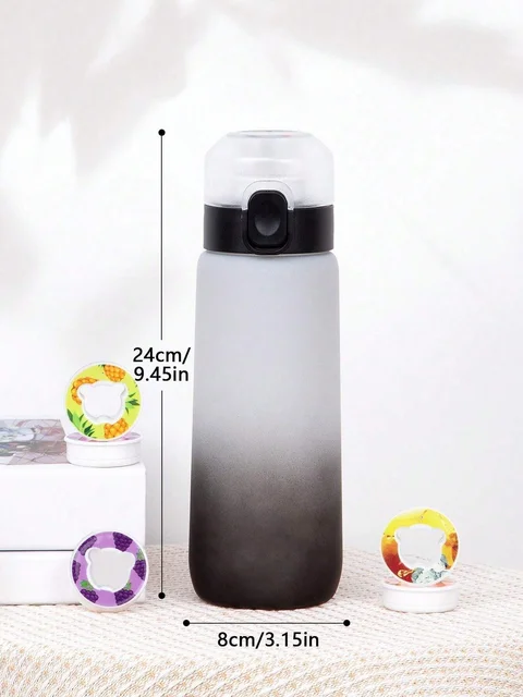 1pc 650ml Flavored Water Bottle with Random 1 Flavour Pods Air Water Bottle Frosted Black Air Sport Fitness Camping Cup 6