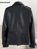 Mauroicardi Spring Autumn Short Blue Black Pu Leather Motorcycle Biker Jacket Men Long Sleeve Zipper Plus Size Outerwear 4xl 5xl 2
