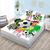 Basketball Boys Fitted Sheet Set Twin Full King Bed Fitted Sheets for Kids Teens Football Bed Set with Pillowcase Bedroom Decor 5