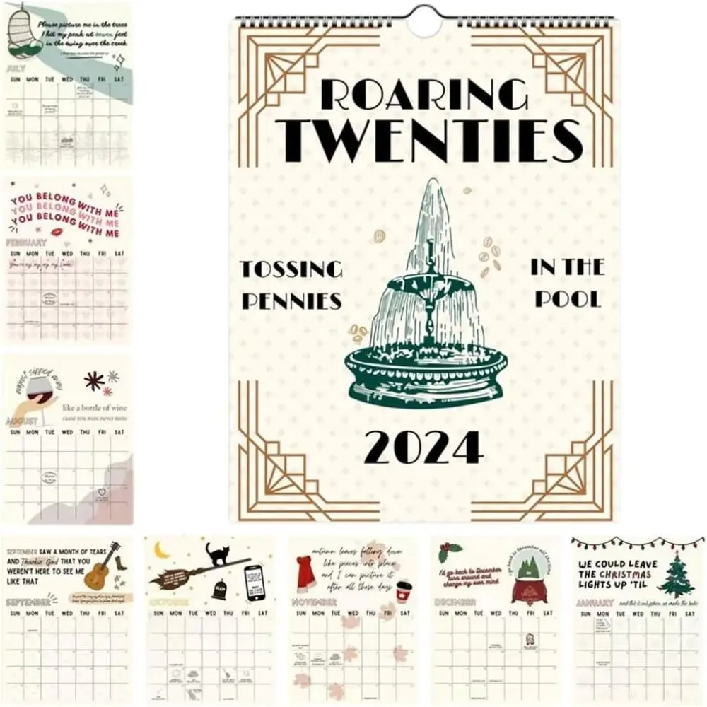 2024 활활 타오르는 20 대 달력, 시간 계획, 벽 장식, 여행 달력, 장기 계획 ..