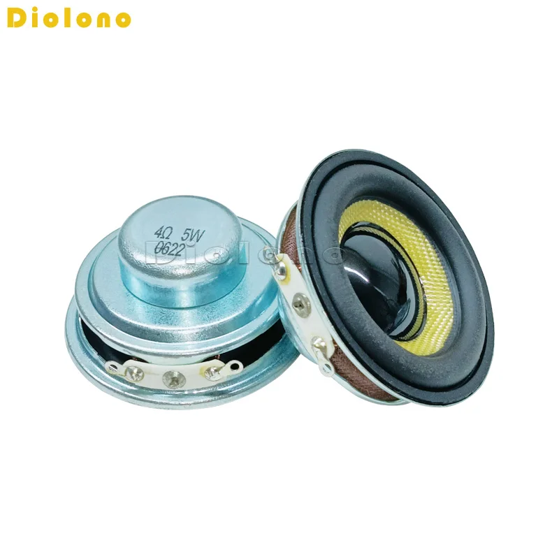 4 Ohms 5W 45mm Round 16 Core Dual Neodymium Magnetic Waterproof Speaker 1.75 inch Yellow Glassfiber Audio Loudspeaker 2pcs audio speakers