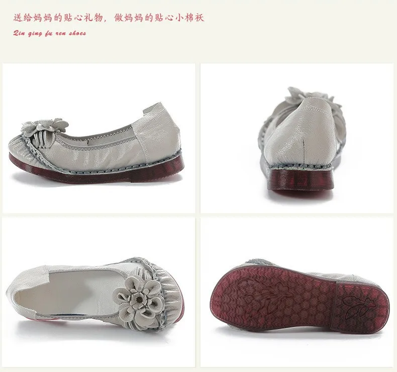 Neue Frühlings-Ballerinas aus echtem Leder für Damen, mit Blumenmuster, zum Hineinschlüpfen, bequeme, leichte Loafer-Schuhe, Retro-Mokassins, Mutter-Freizeitschuhe zum Autofahren – Detail 21