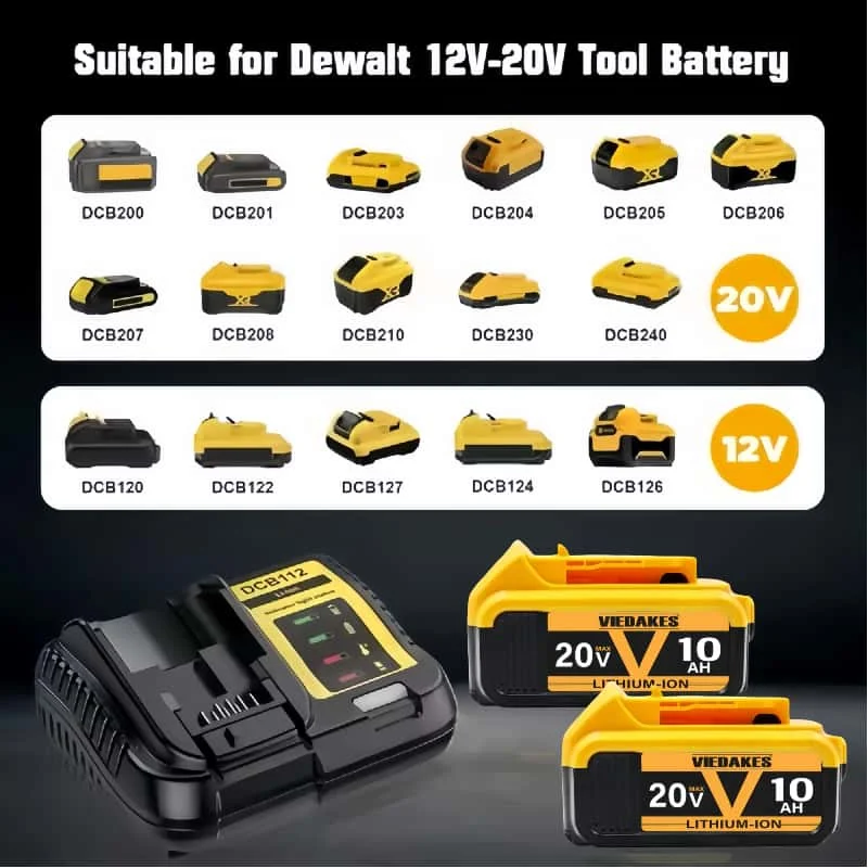 20v 10AH 8AH 12AH, For Dewalt 20V rechargeable tool battery DCB200 DCB201 DCB206