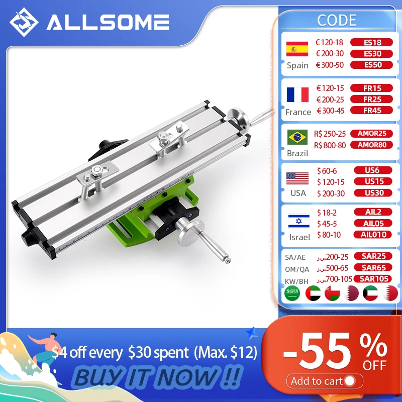 ALLSOME BG 6300 Compound ตารางทำงานข้ามสไลด์โต๊ะทำงานสำหรับเครื่องกัด ...