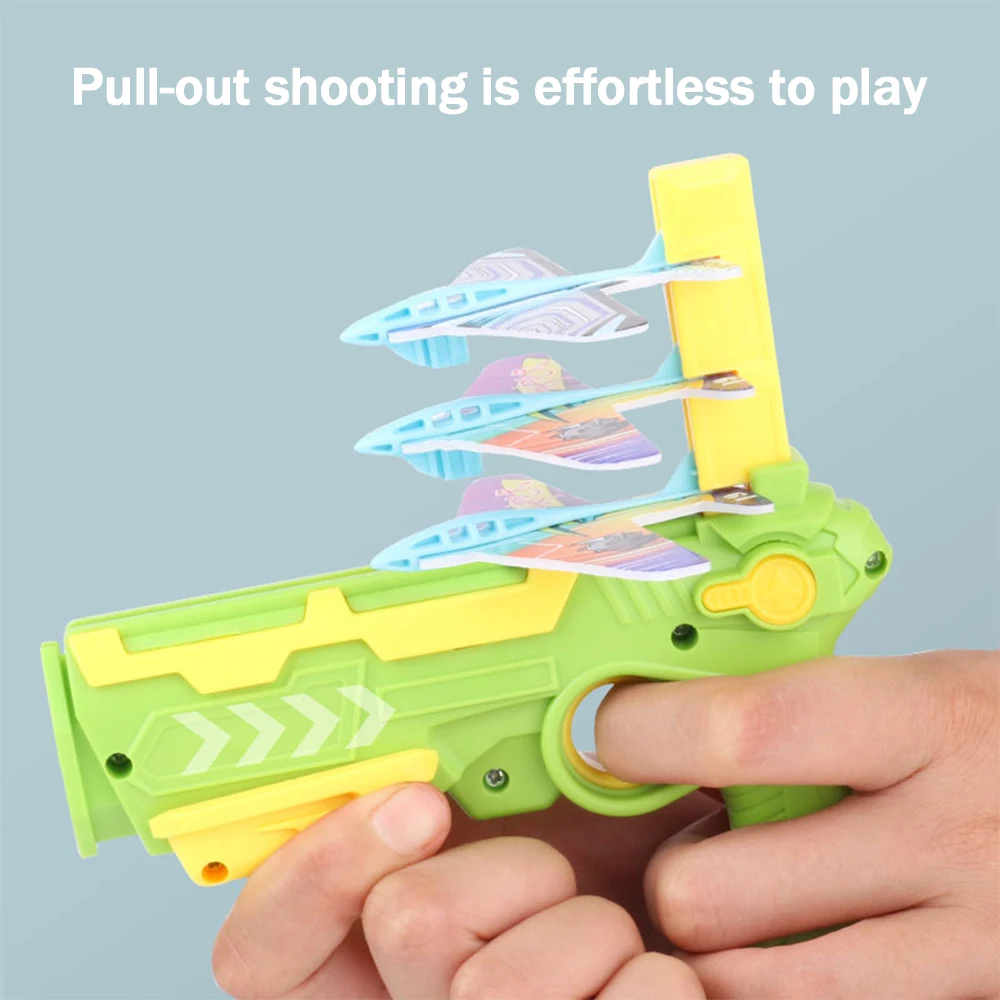 Toy Guns Outdoor Continuous Airplane Launch Gun Flying Foam Airplane Catapult Gun Children Glider Boys' Favorite