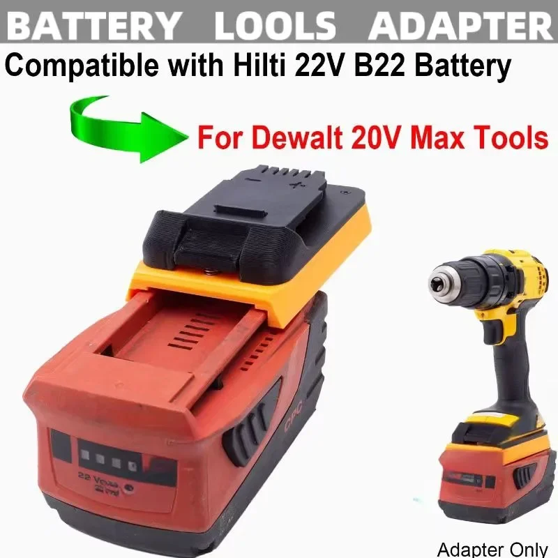 For HILTI  Battery Adapter For HILTI 22v B22 Replacement To For Dewalt  20v Tool Converter