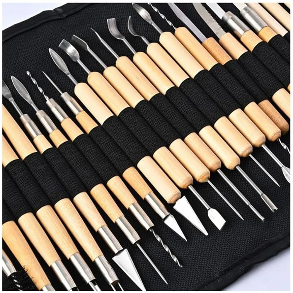 D&D 61Pcs Ceramics Clay Sculpture Polymer Tool Set Beginner's Craft Sculpting Pottery Modeling Carving Smoothing Wax Kit