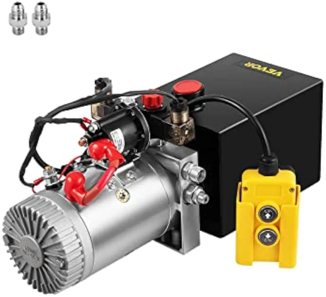 8 Quart Hydraulic Pump Double Acting Hydraulic Power 12V DC with Metal Oil Reservoir Hydraulic Pump Power Unit