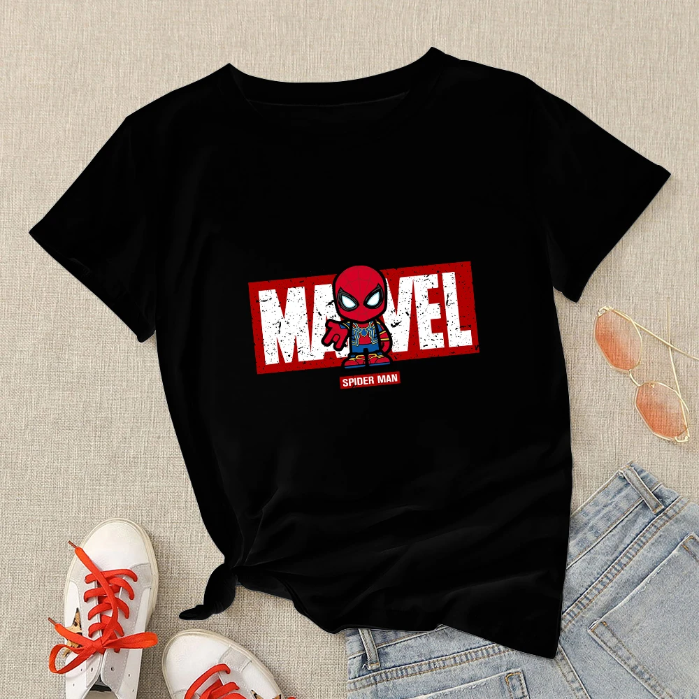 Camisetas de Marvel para mujer, camisa Hipster negra de Spiderman, ropa de calle, Harajuku, camisetas manga corta, para mujer| | - AliExpress