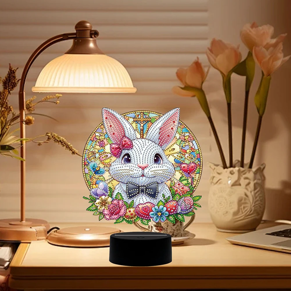 DIY Diamond Painting LED Night Light Gnome Egg Rainbow Eggs Flower Egg Bunny Egg Boy Egg Bunny Night Lamp for Easter Gifts