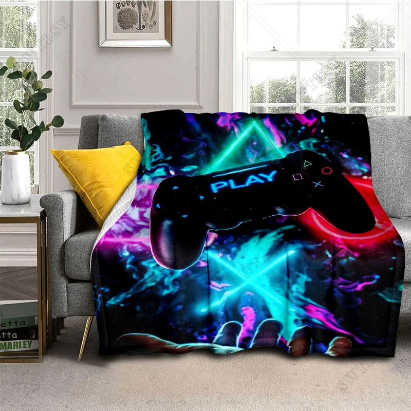 

Game Blanket Game Controller Flannel Blanket for Couch Sofa Chair Room Decor Soft Warm Blanket Travel Office Fashion Blanket